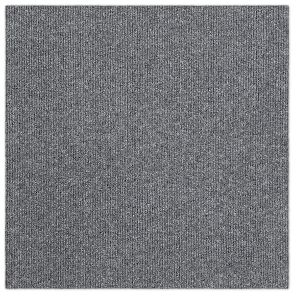 Asheville Rib Gray Residential 18 in. x 18 in. Peel and Stick Carpet Tile Square (27 sq. ft. )