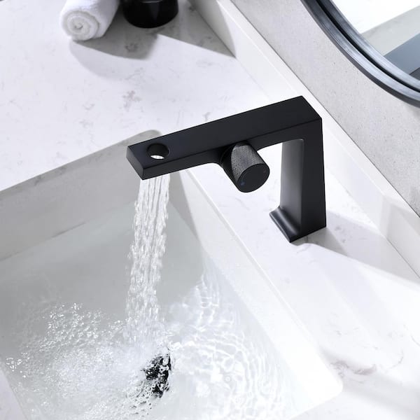 Single Handle Bathroom Faucet Single Hole Brass Sink Tap in Matte Black