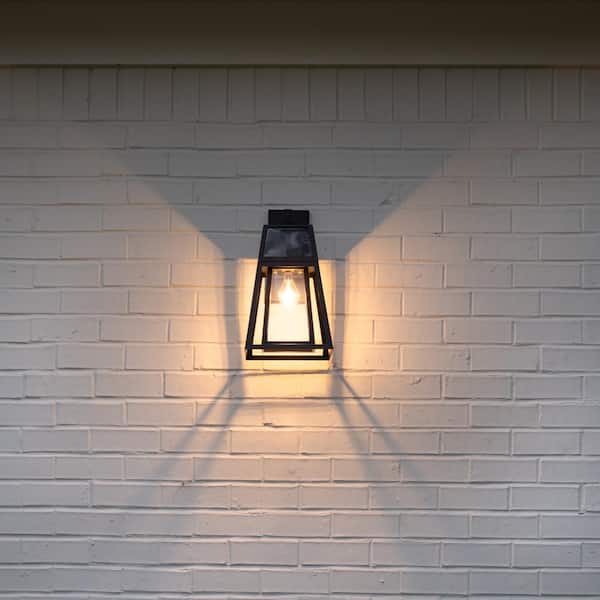 GAMA SONIC Aria Modern Black 1-Light Solar Wall Lantern Sconce