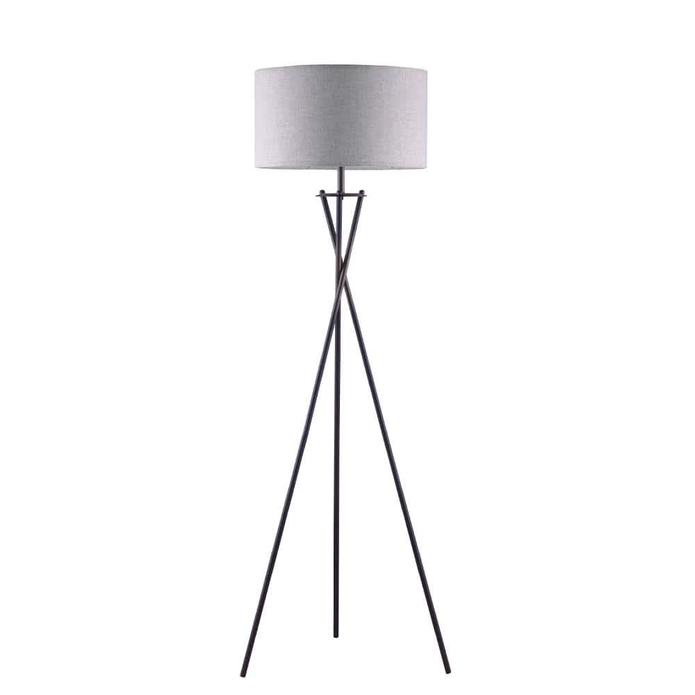 65 in. H Black Crossed Tripod Floor Lamp with White Drum Shade price history on PriceWatchPro