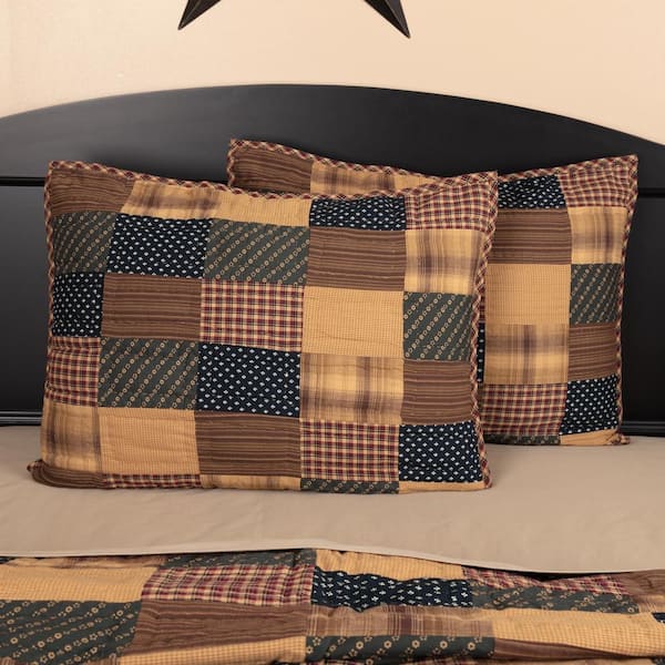 VHC BRANDS Patriotic Patch Red Khaki Navy Primitive Quilted Cotton Standard Sham