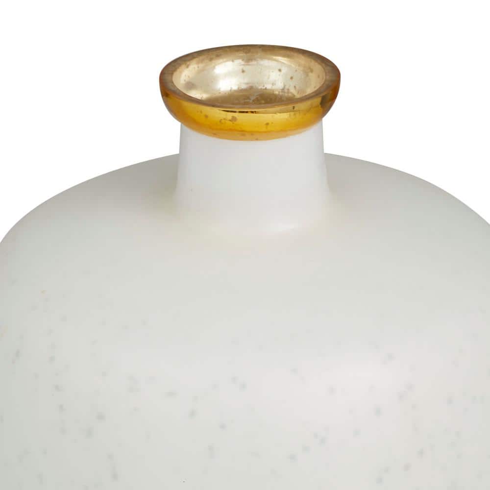 White and Gold Round Glass Decorative Vase
