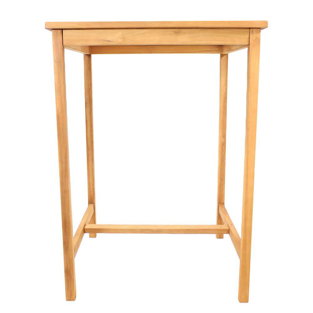 Sunnydaze 31.5" Square Teak Wood Outdoor Bar Table