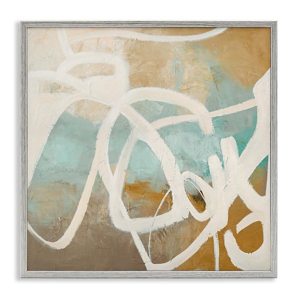 Stupell Industries Neutral Design With Squiggle by Design Fabrikken Gray Framed Abstract Giclee Art Print 17 in. x 17 in.