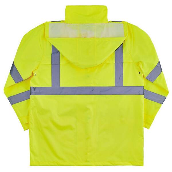 Ergodyne 8366 GloWear Type R Class 3 Lightweight Hi-Vis Rain Jacket, Lime, S