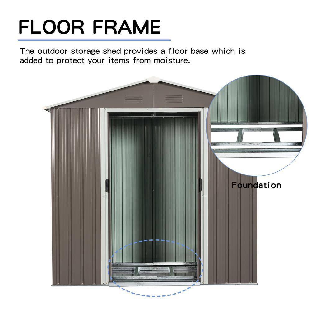 Gray 8' x 4' Metal Outdoor Storage Shed with Windows