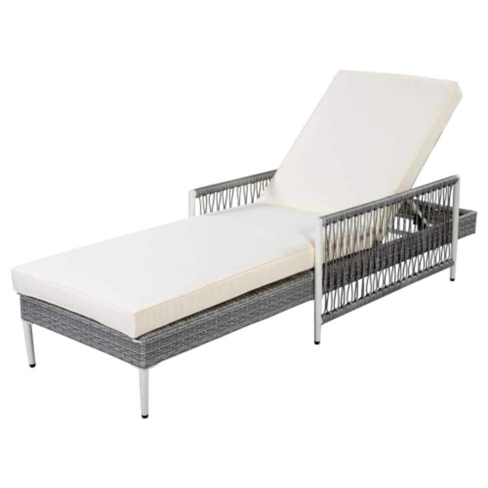 Wicker Outdoor Lounge Chair with Beige Cushions, Water Resistant price history on PriceWatchPro