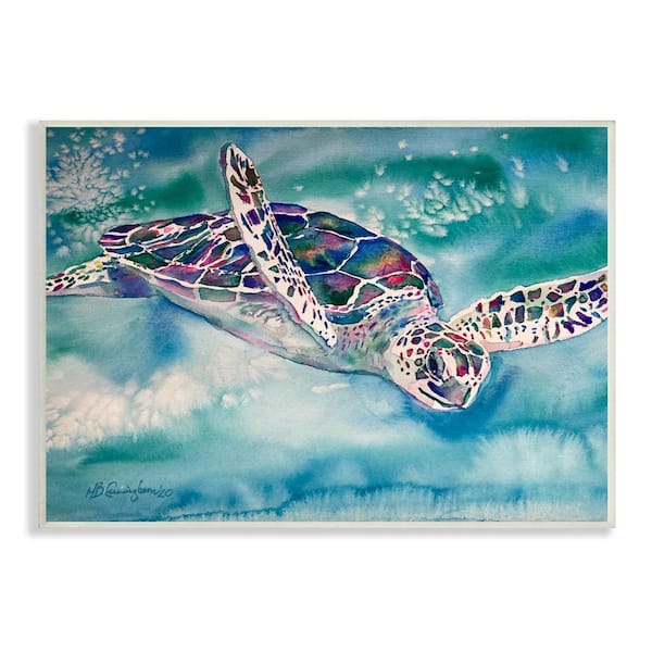 The Stupell Home Decor Collection Sea Turtle Swimming Ocean Water ...