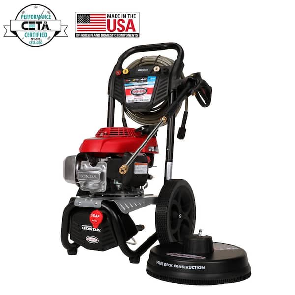 Simpson Megashot Ms60805 S 3000 Psi At 2 4 Gpm Honda Gcv160 Cold Water Pressure Washer With 15 In Surface Scrubber 60808 The Home Depot
