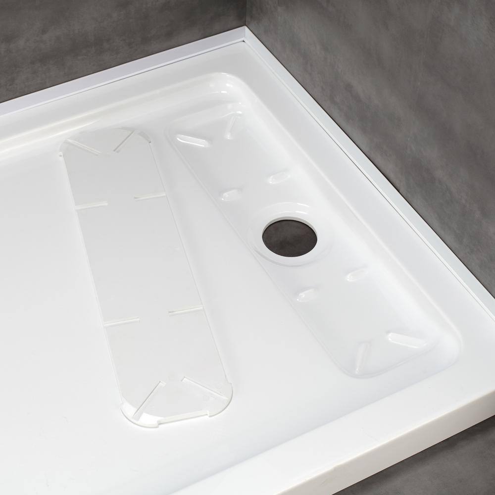 White Acrylic 60 x 32 Inch Shower Base with Hidden Drain
