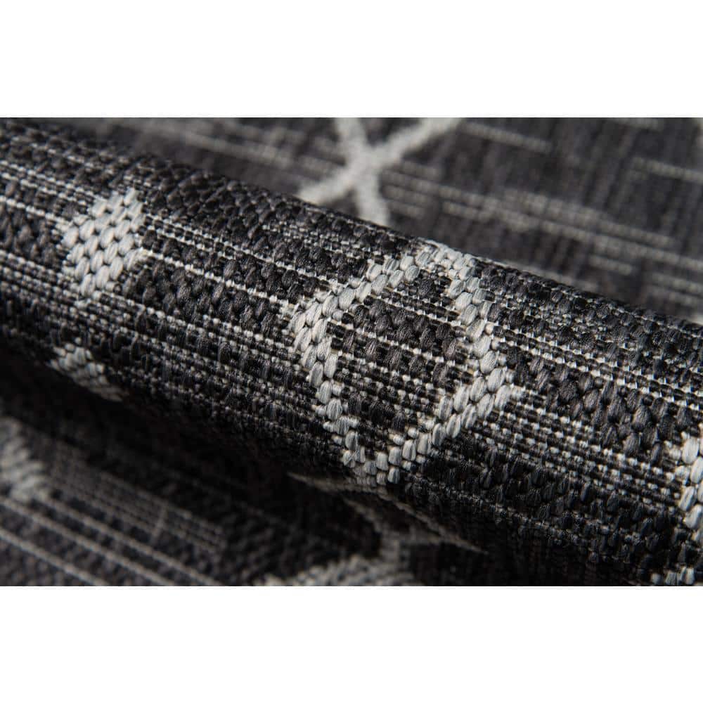 Charcoal Geometric Washable Synthetic Runner Rug 2' x 6'