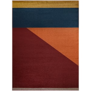 Ripley Red 8 ft. x 10 ft. Modern Color Block Area Rug