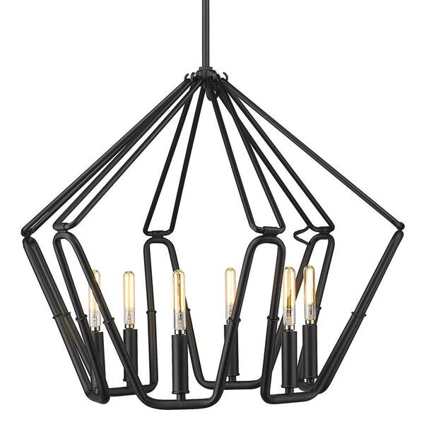 Golden Lighting Corbin 6-Light Natural Black Center Bowl Pendant