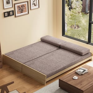 84.25 in. Sofa Bed Removable and washable Fabric Sleeper Size Full Stacked design Brown