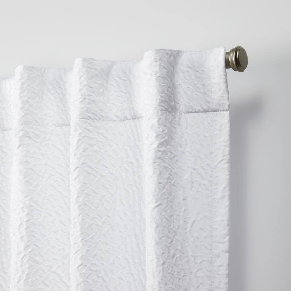 White Sheer Polyester Rod Pocket Back Tab Curtain Panels, 50" x 108"