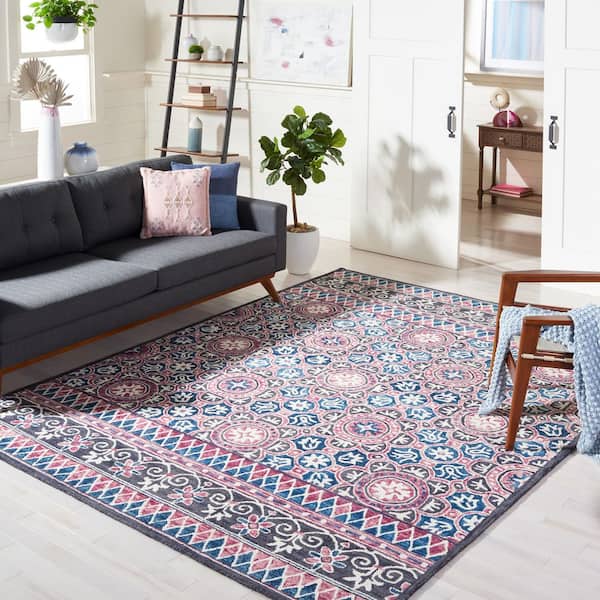Micro-Loop Ivory/Pink 8 ft. x 10 ft. Medallion Geometric Area Rug