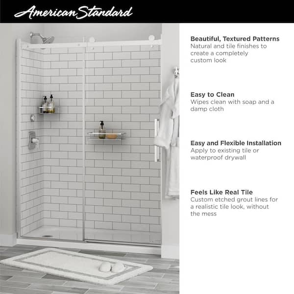 Alcove Shower Wall In White Subway Tile, Tile For Shower Walls Home Depot
