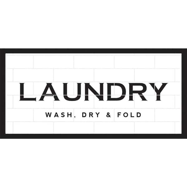 RoomMates Black and White Laundry Wash Dry and Fold Tile and Type Framed Wall Art