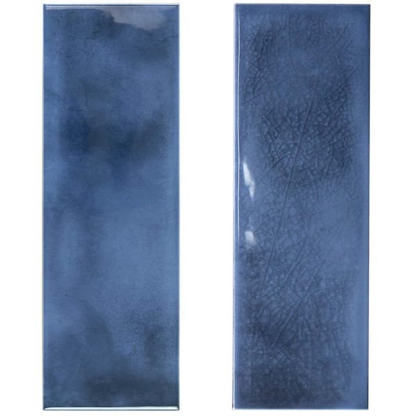 Piston Camp Blue 4 in. x 12 in. Glazed Ceramic Subway Wall Tile Sample