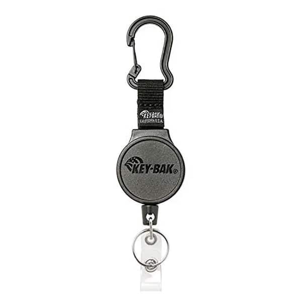 MID6-Duo Heavy-Duty Badge Reel and Keychain That Holds 10 Keys, Carabiner, Black, Medium
