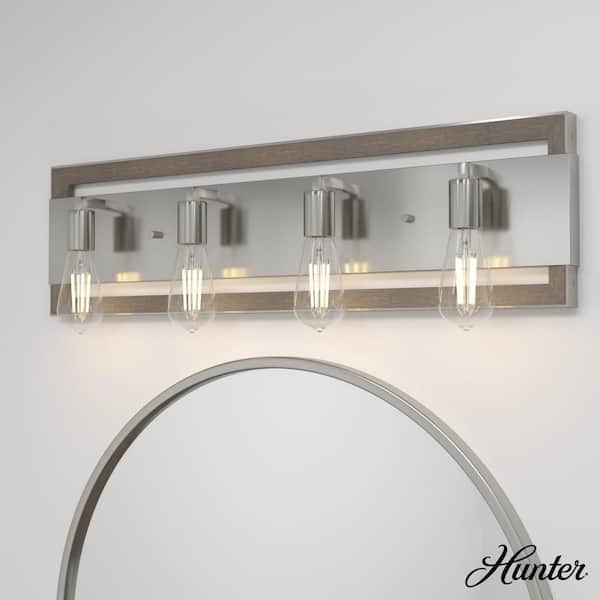 Hunter Woodburn 32.75 in. 4-Light Brushed Nickel Vanity Light