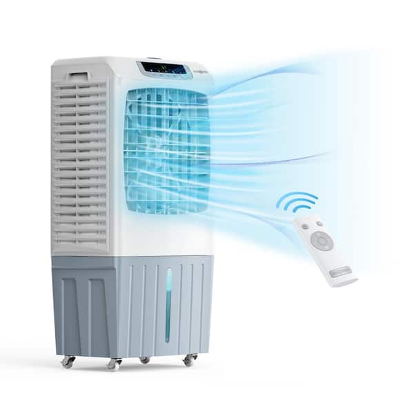 cadeninc Antique White 3000 CFM 3-Speed Evaporative Air Cooler 400 sq. ft. with Remote 10.6 Gal Water Tank