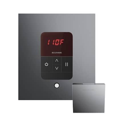 Basic Butler Steam Shower Control Package with Square iTempo Control and Steamhead in Brilliant Black