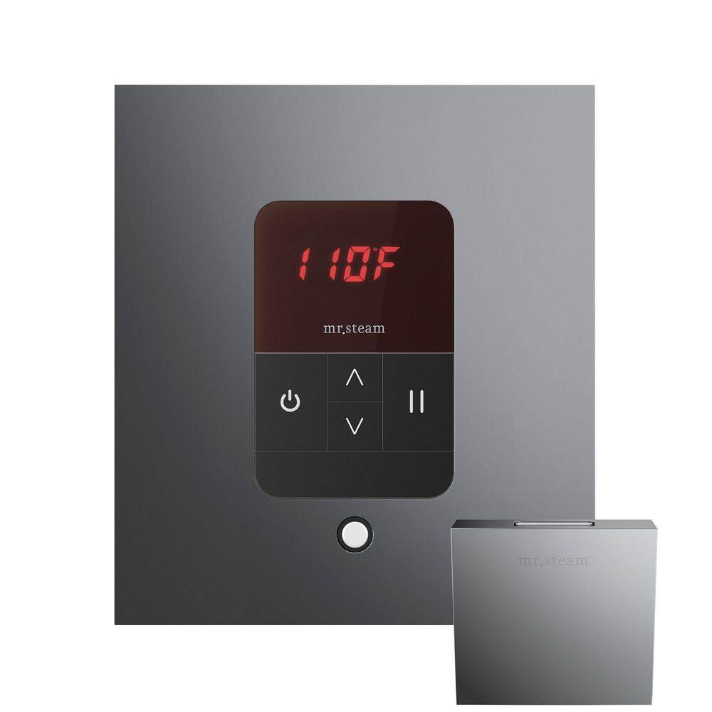 Basic Butler Steam Shower Control Package with Square iTempo Control and Linear Steamhead in Brilliant Black