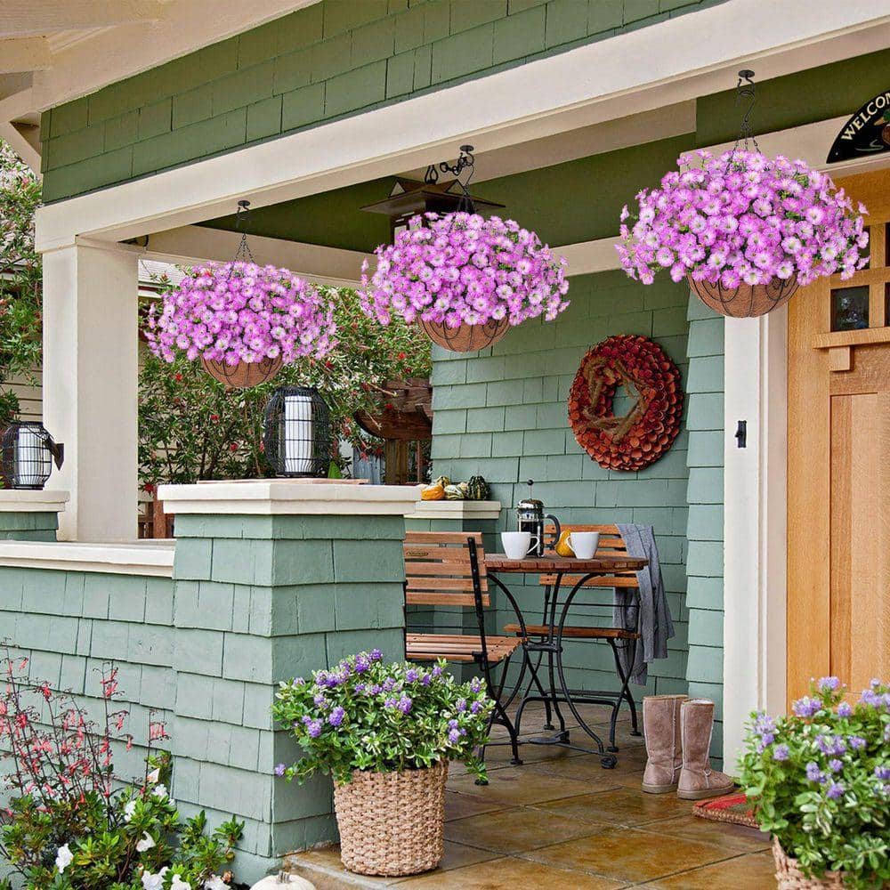 20.5 in. Purple Outdoor Artificial Flower UV Resistant Hanging