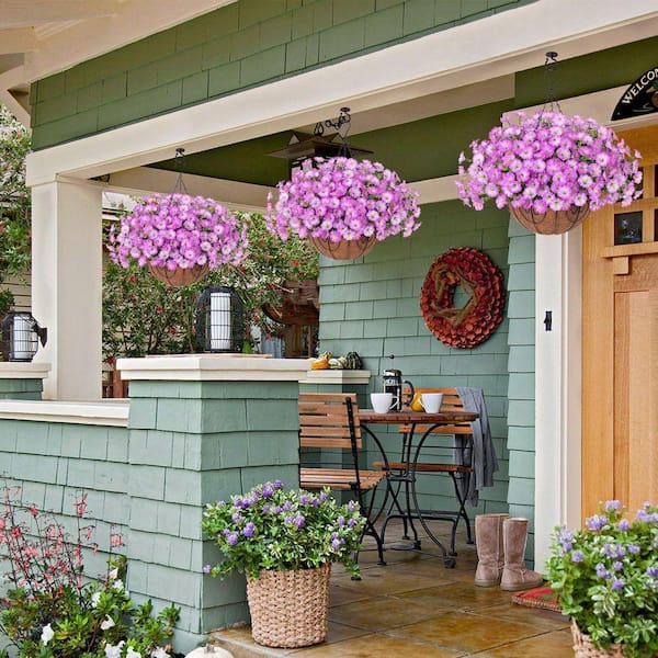 20.5 in. Purple Outdoor Artificial Flower UV Resistant Hanging