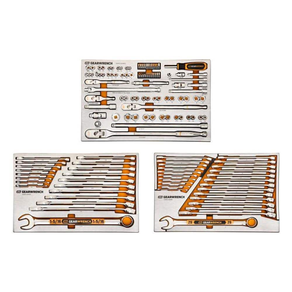 GearWrench 1/4 in., 3/8 in., and 1/2 in. Drive 120XP Mechanics Tool Sets in Premium Foam Trays (132-Piece)