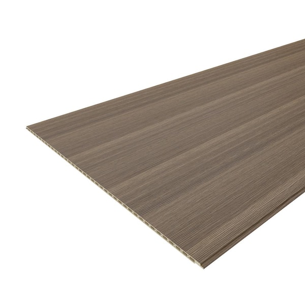 Walls 3/8 in. x 24 in. x 10 ft. Flat Cottontail Dark Walnut Square Edge Recycled PVC Decorative Wall Paneling (4-Pack)