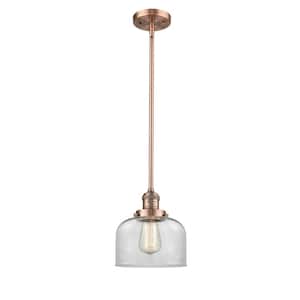 Bell 1-Light Antique Copper Bowl Pendant Light with Clear Glass Shade