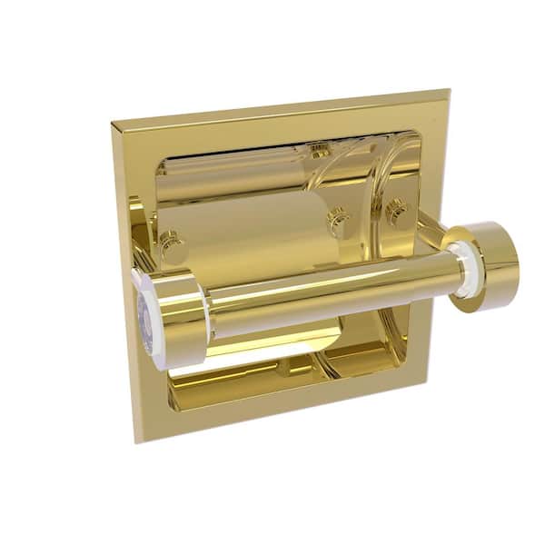 Allied Brass Clearview Recessed Toilet Paper Holder in Unlacquered Brass