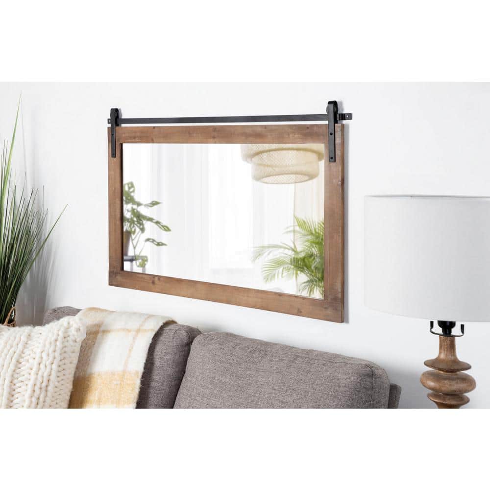Rustic Brown Full Length Rectangular Wood Wall Mirror