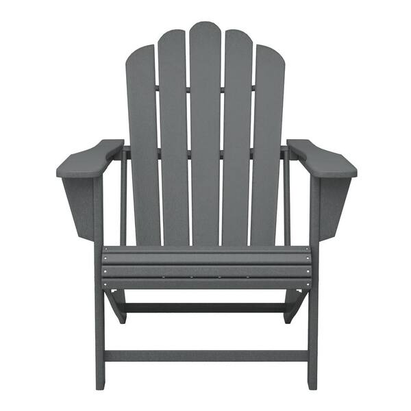 Aderson 7-Piece All Weather Fade Resistant Outdoor Plastic Adirondack Chair Patio Conversation Lounge Set in Gray