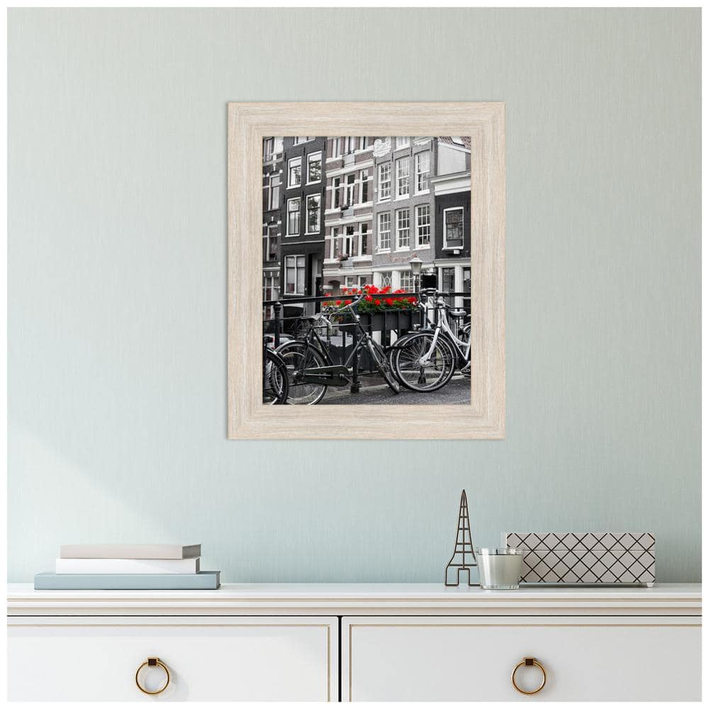Hardwood Whitewash Narrow Wood Picture Frame 11x14 Inches
