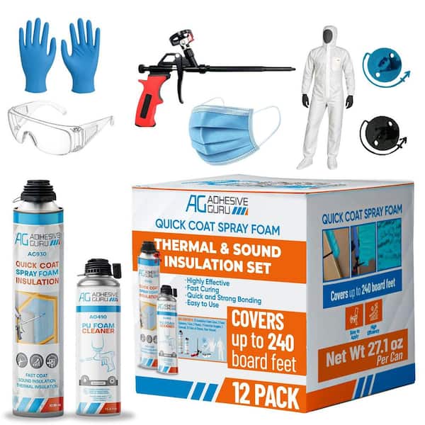 AG930S Insulation Foam Set-12 Pack Spray Foam Sealant (32.8 oz. ) and Foam Cleaner and Foam Gun Thermal-Sound Insulation