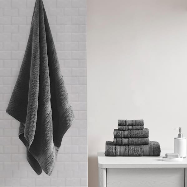 Remy 6-Piece Dark Gray Super Soft Quick Dry Cotton Bath Towel Set