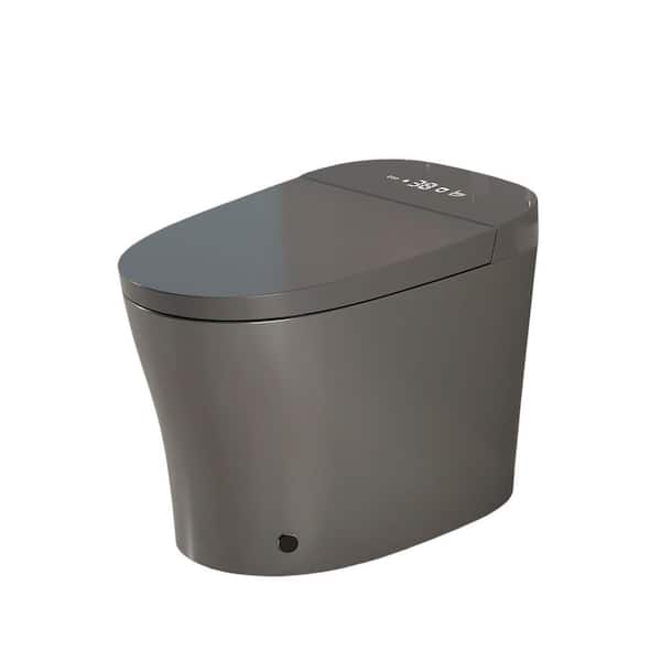 26.5 in. Electric Plug-In Bidet Seat for Round Toilets in Matte Grey, ADA 1-Piece Toilet Auto Open/Close and Flush