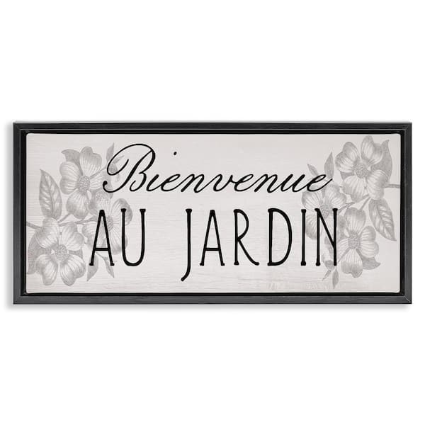 Stupell Industries French Garden Welcome by Lil' Rue Black Floater Frame Typography Graphic Art Print 31 in. x 15 in.