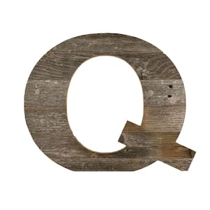 Rustic Large 16 in. Tall Natural Weathered Gray Monogram Wood Letter-Q Decorative