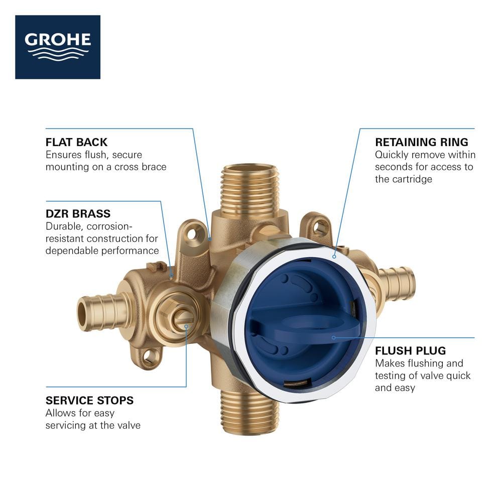GrohSafe 3.0 Brass Pressure Balance Valve with Flush Plug