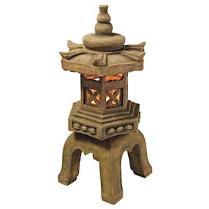 27 in. H Sacred Pagoda Lantern Illuminated Garden Statue
