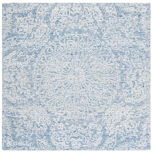 Metro Blue/Ivory 6 ft. x 6 ft. Medallion Floral Square Area Rug