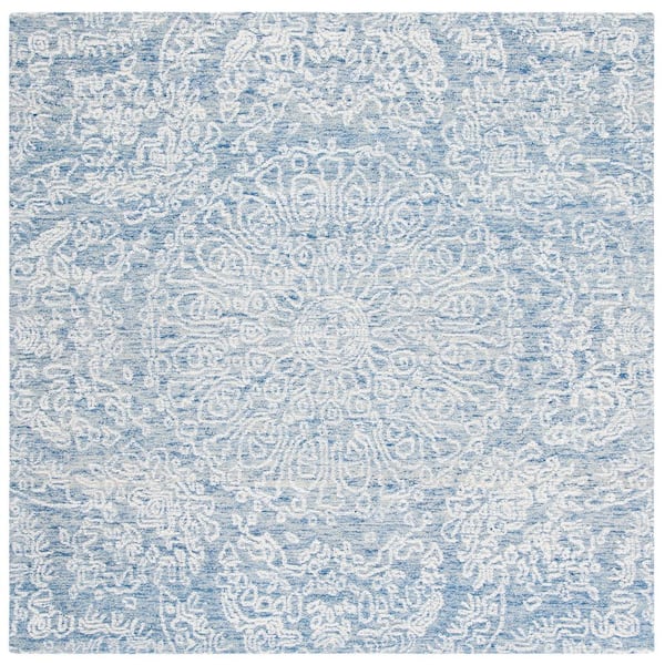 SAFAVIEH Metro Blue/Ivory 6 ft. x 6 ft. Medallion Floral Square Area Rug