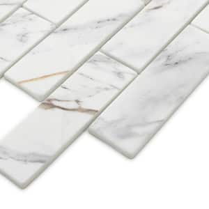 Subway Calacatta Gold 11.6 in. x 11.1 in. Recycled Glass Marble Looks Floor and Wall Mosaic Tile (4.5 sq. ft./Case)