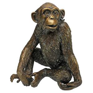 20 in. H Cast Bronze Chatty Chimpanzee Garden Statue