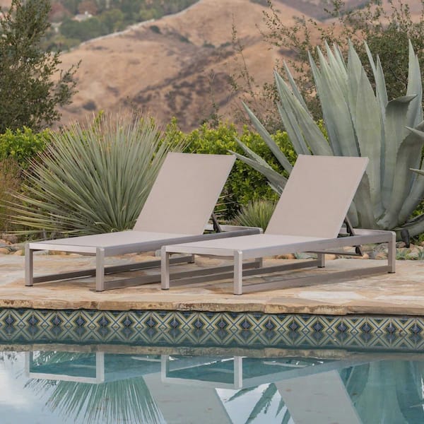 Miscool Anky 2-Piece Aluminum Outdoor Chaise Lounge Chair Set, Reclining Chair with Adjustable Backrest