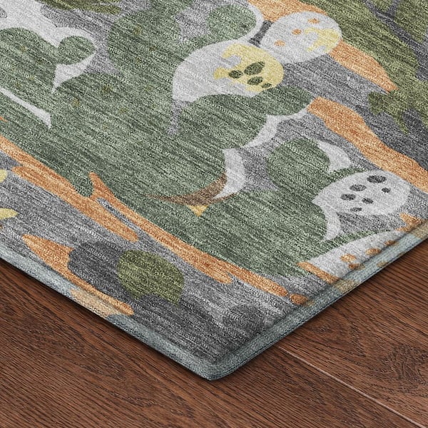 Mayfield Premium Machine Washable Abstract AMF2496 Copper 2 ft. x 3 ft. Accent Rug